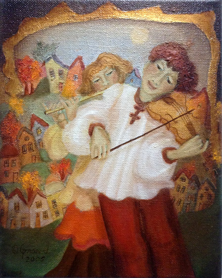 Duo at Midday Oil - painting by Francine Gravel