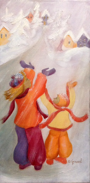 The First Real Snow - painting by Francine Gravel